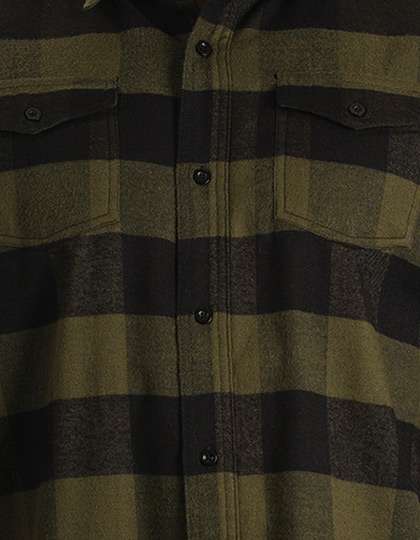 Burnside Ladies´ Woven Plaid Flannel Shirt Army - Black (Checked) 3XL (BU5210)