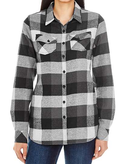 Burnside Ladies´ Woven Plaid Flannel Shirt Black Check 3XL (BU5210)