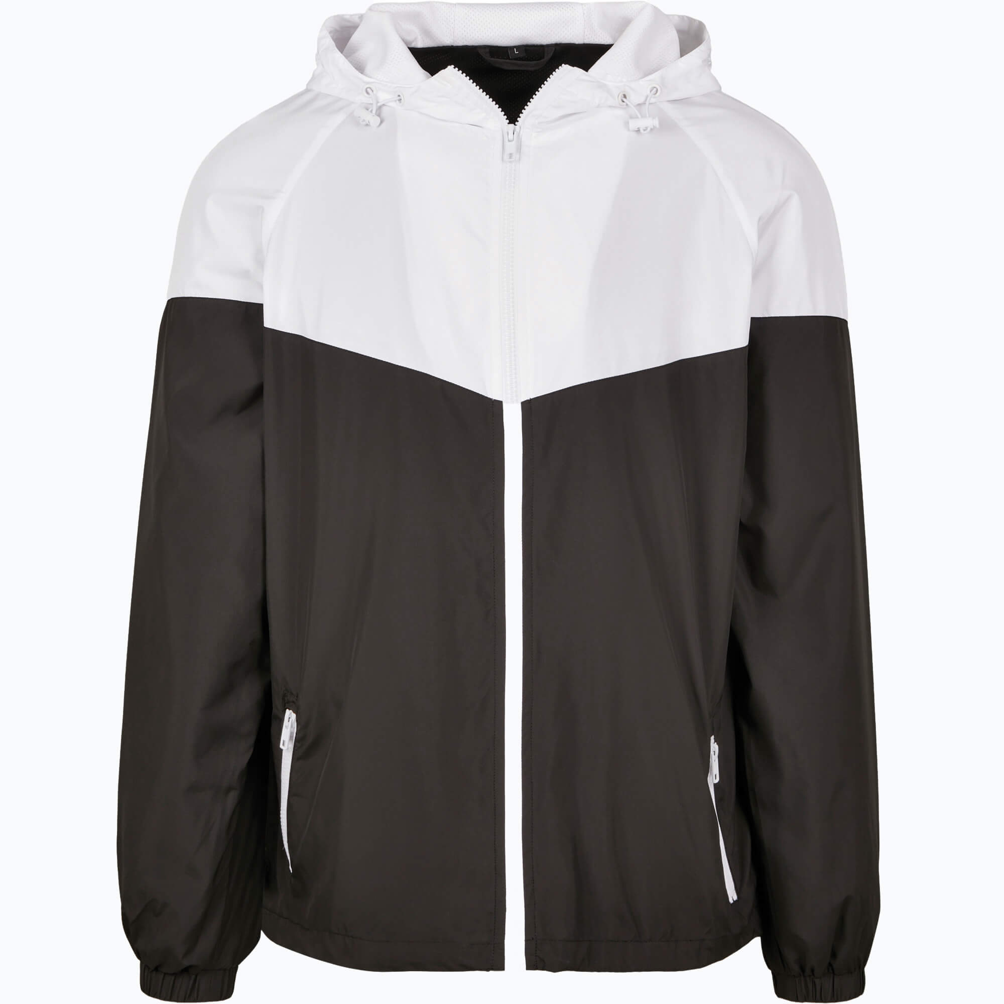 Build Your Brand 2-Tone Tech Windrunner Black/White 4XL (BY129)