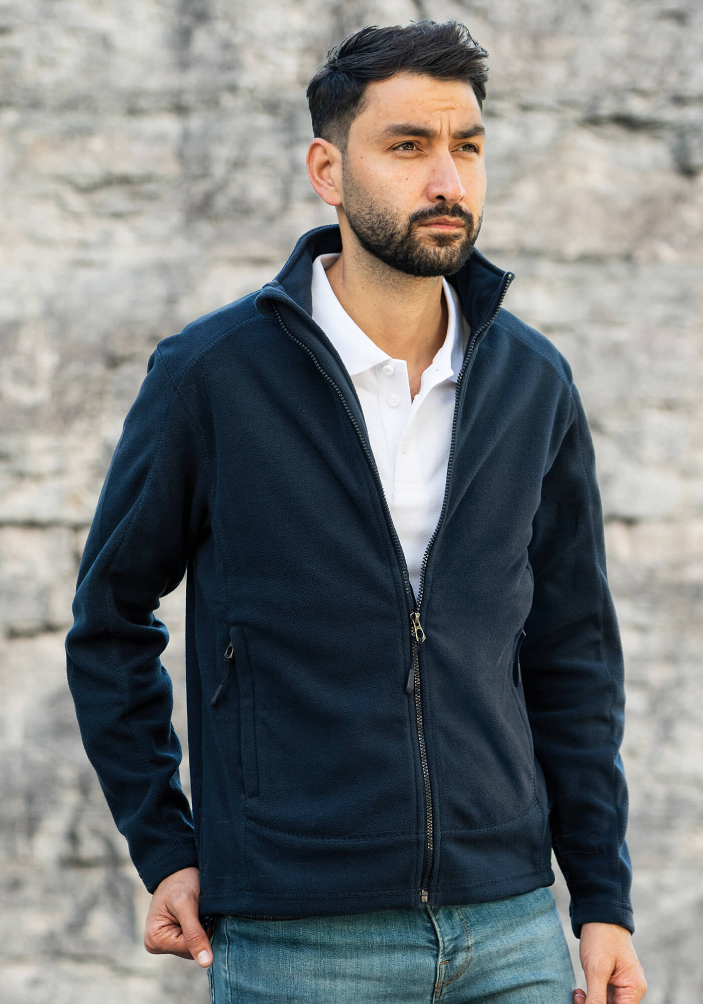 Herren Fleecejacke mit durchgehendem Reißverschluss