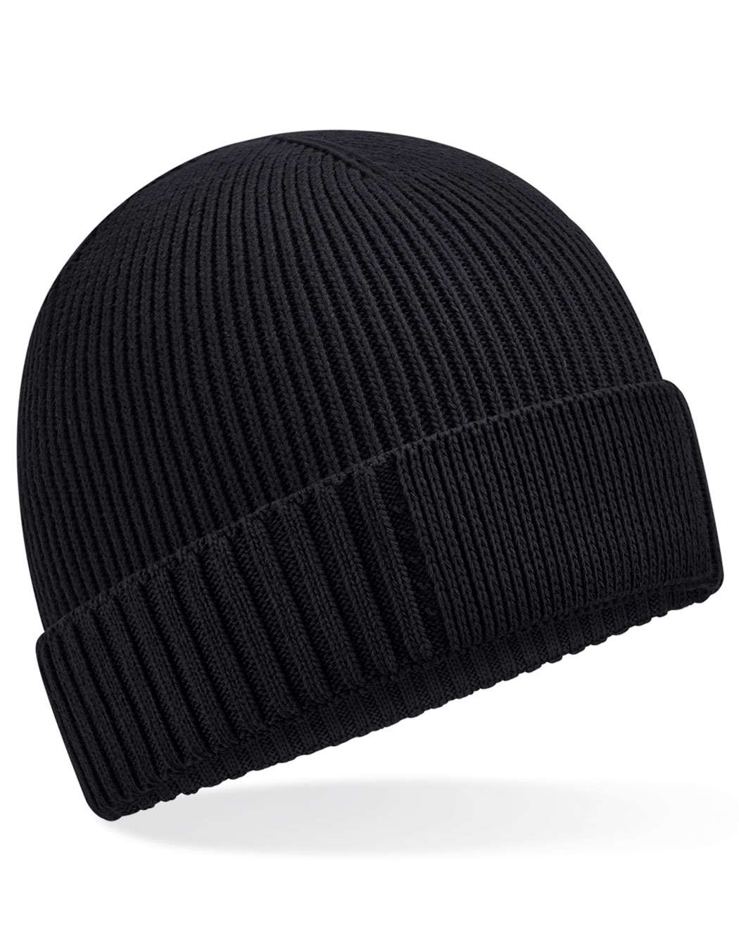 Beechfield Organic Cotton Engineered Patch Beanie Black One Size (CB438N)