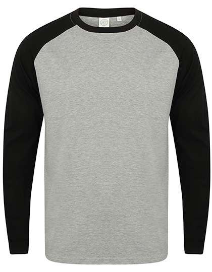 SF Men Men´s Long Sleeved Baseball T Heather Grey/Black XS (SFM271)