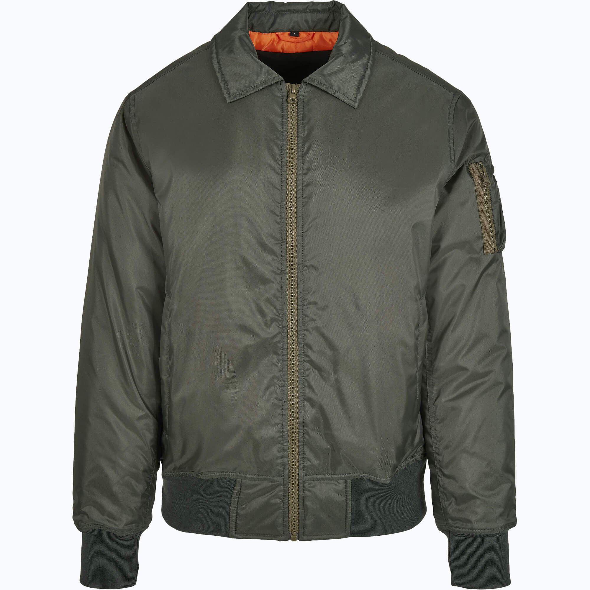 Build Your Brand Collar Bomber Jacket Dark Olive 4XL (BY157)