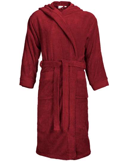 The One Towelling® Bathrobe Hooded Burgundy S/M (TH1095)