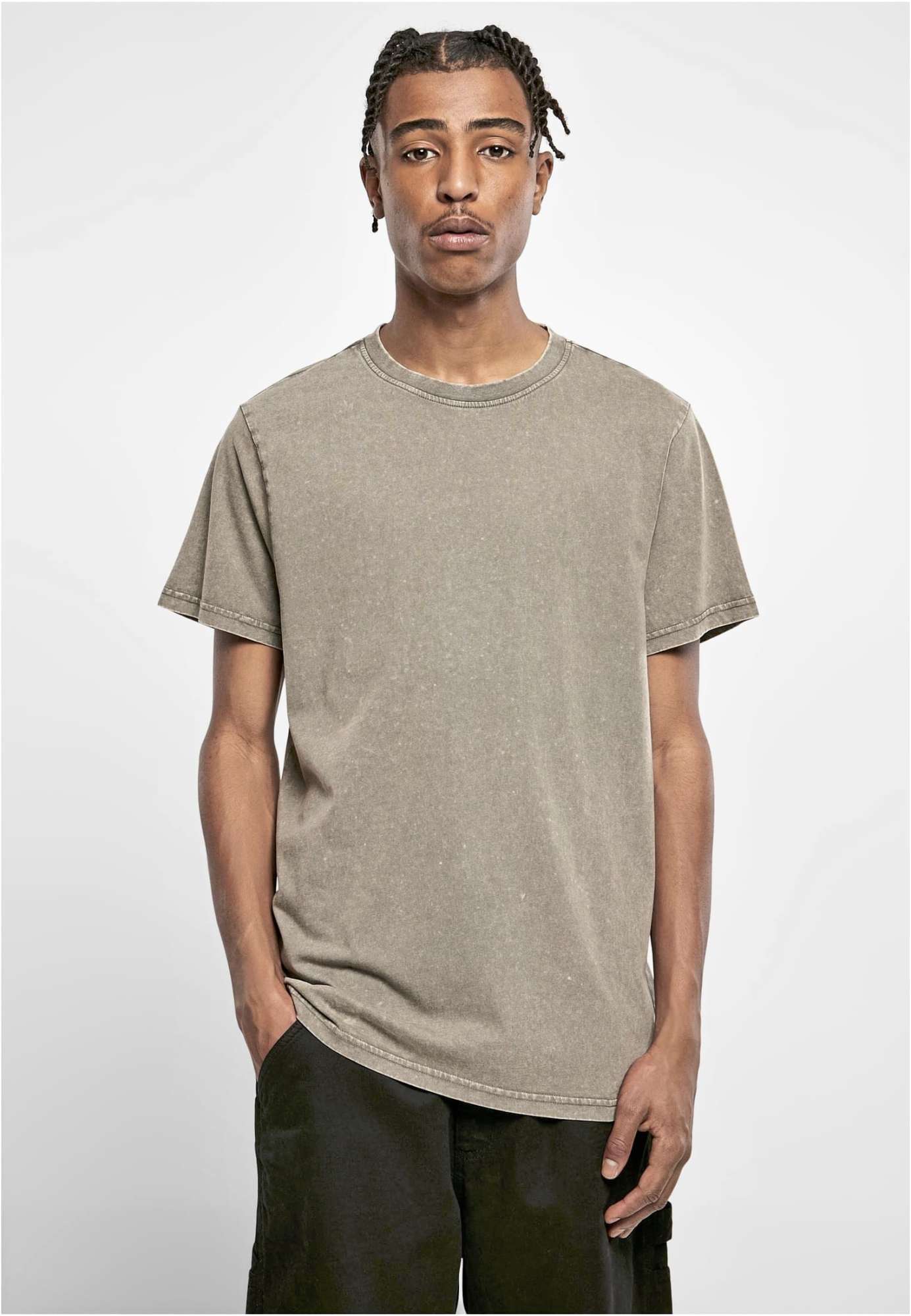 Build Your Brand Acid Washed Round Neck Tee Baltic Blue XXL (BY190)