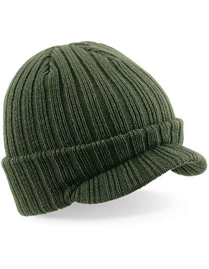 Beechfield Peaked Beanie Olive Green One Size (CB448)