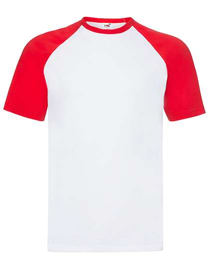 Fruit of the Loom Short Sleeve Baseball T White/Red XXL (F295)