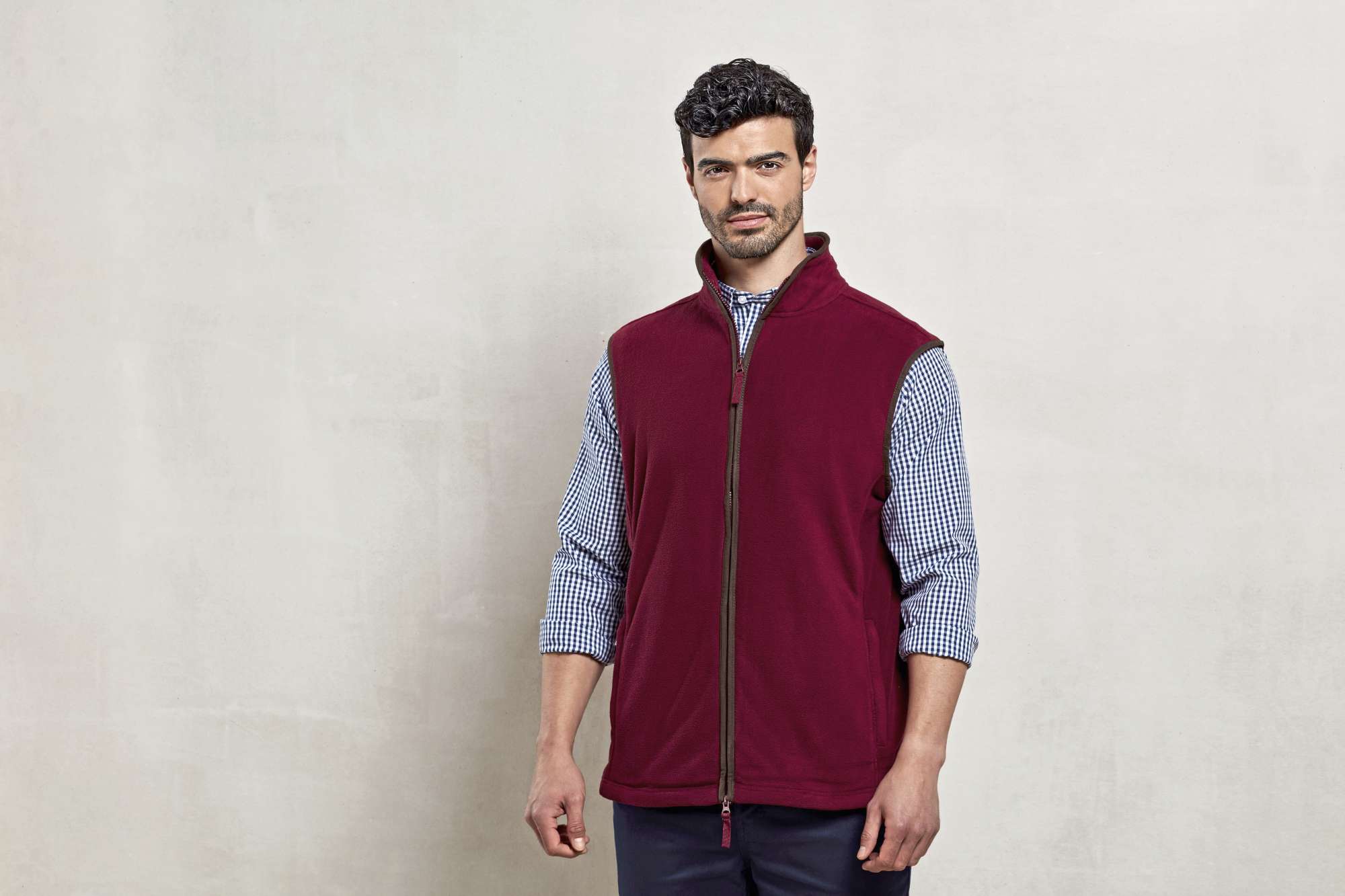 Premier Workwear Men´s ´Artisan´ Fleece Gilet Black (ca. Pantone Black C)/Brown (ca. Pantone 4975C) XXL (PW803)