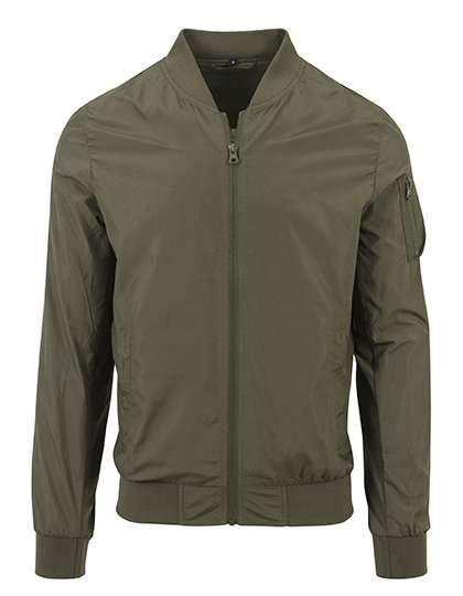 Build Your Brand Nylon Bomber Jacket Dark Olive L (BY045)