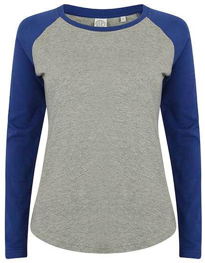 SF Women Women´s Long Sleeved Baseball T Heather Grey/Royal M (SF271)